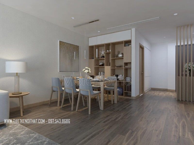 Bàn ăn gỗ công nghiệp tinh tế và đơn giản làm nâng lên tầm sang trọng cho không gian ăn uống