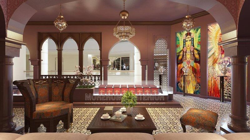 Thiết kế showroom chăm sóc sắc đẹp Saffron với nội thất, trang trí theo phong cách Ấn độ