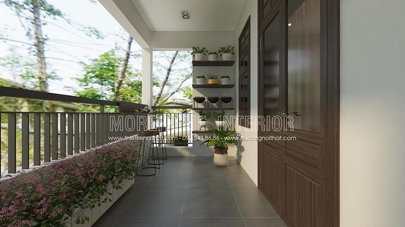 Thiết kế ban công đẹp hướng thiên nhiên tự những chậu hoa sắc hồng đẹp với cách thiết kế nhẹ nhàng