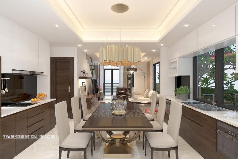 Mẫu trần thạch cao giật cấp cho phòng ăn đẹp, sang trọng